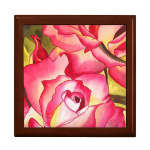 Hannah Gordon pink rose watercolor art Keepsake Box