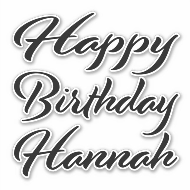 Hannah name first name black Sticker birthday (Front)