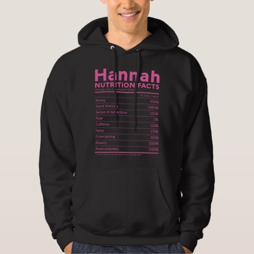 Hannah Name Nutrition Facts Personalized Women Gir Hoodie