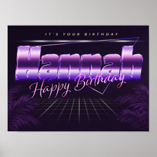 Hannah Name Vorname lila retro Poster Geburtstag