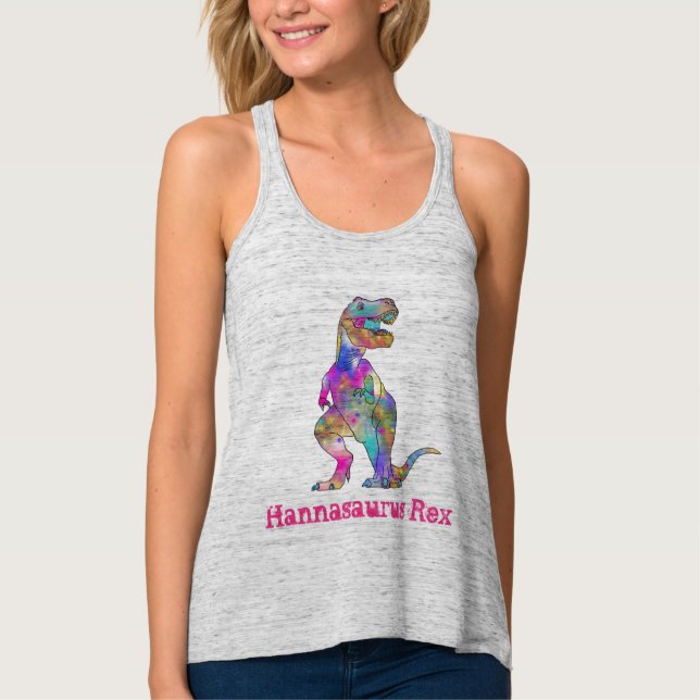 Hannah osaurus Funny Colourful T Rex Dinosaur Art Tank Top (Front)
