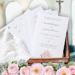 Hannah Pink Catholic Wedding Program with Mass<br><div class="desc">This folded, booklet-style, Catholic wedding ceremony with mass program, features an elegant pink rose with faux glitter as well as a Christian cross. Your ceremony details are written in a stylish, handwritten calligraphy script and a classic serif font. The neutral, minimalist, design provides you with a text template for a...</div>