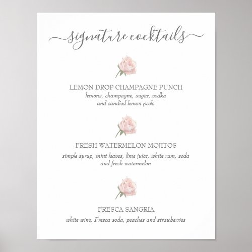 Hannah Pink Signature Cocktails Wedding Sign