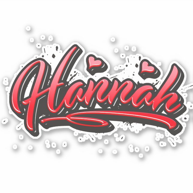 Hannah red Heart Graffiti Sticker (Front)