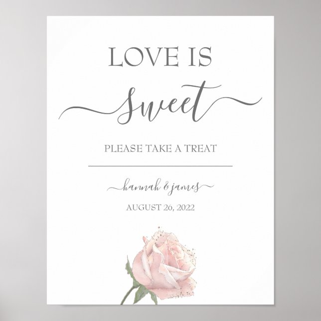 Hannah Rose Calligraphy Wedding Dessert Table Sign (Front)