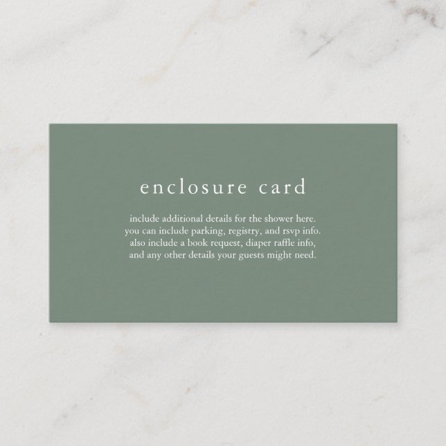 HANNAH Sage Green Boho Baby Shower Card (Front)