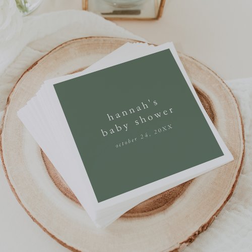 HANNAH Sage Green Rustic Simple Baby Shower Napkins