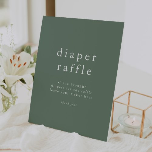 HANNAH Sage Green Simple Baby Shower Diaper Raffle Pedestal Sign