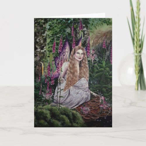 Hannah Titania foxglove fairy greeting card