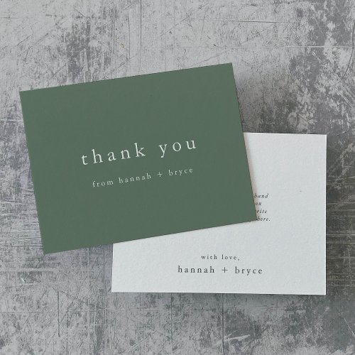 HANNAH Unique Sage Green Minimalist Modern Simple Thank You Card