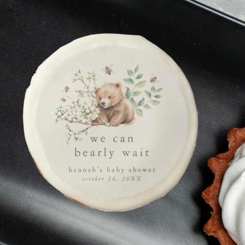 HANNAH Vintage Bear We Can Bearly Wait Baby Shower Sugar Cookie