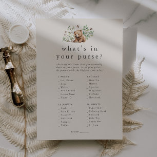 HANNAH Vintage Bear What's In Your Purse Game Card