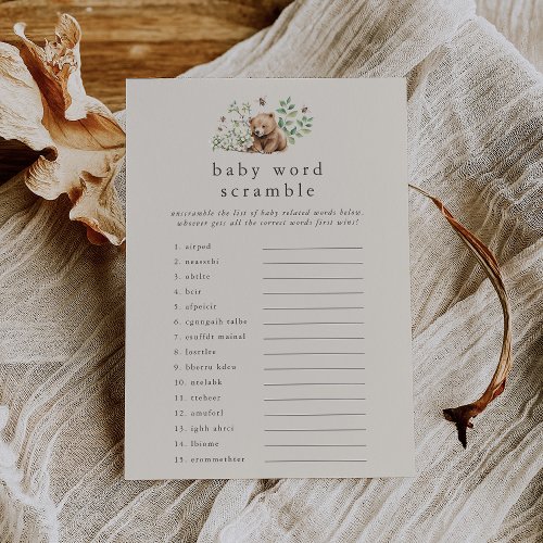 HANNAH Vintage Boho Baby Shower Word Scramble Game Invitation