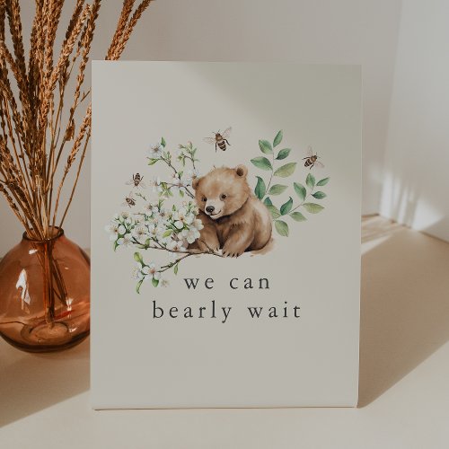 HANNAH Vintage Boho We Can Bearly Wait Baby Shower Pedestal Sign