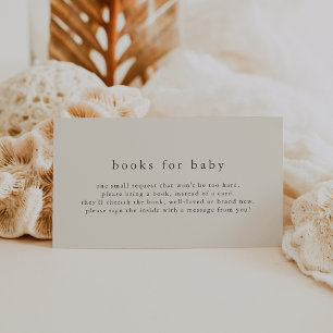HANNAH Vintage Simple Baby Shower Books for Baby Enclosure Card