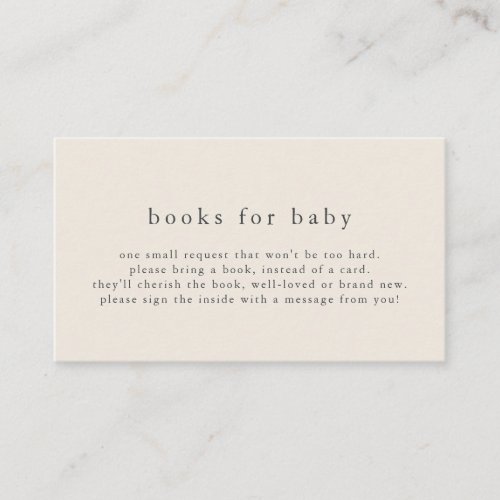 HANNAH Vintage Simple Baby Shower Books for Baby Enclosure Card