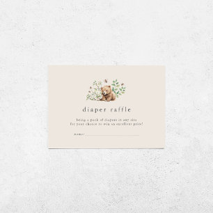 HANNAH Vintage Woodland Baby Shower Diaper Raffle Enclosure Card
