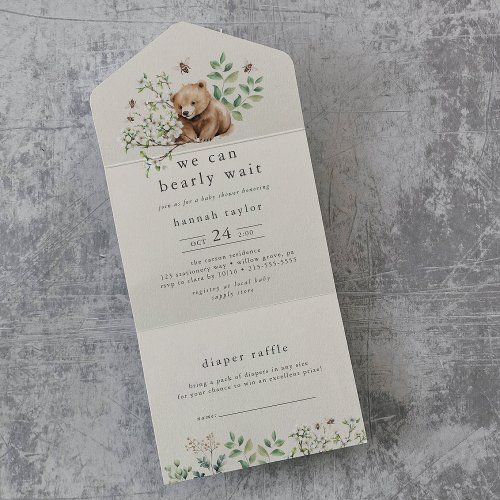 HANNAH Vintage Woodland Diaper Raffle Baby Shower All In One Invitation