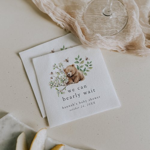 HANNAH We Can Bearly Wait Woodland Baby Shower Napkins