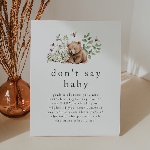 HANNAH Woodland Dont Say Baby Game Baby Shower Pedestal Sign
