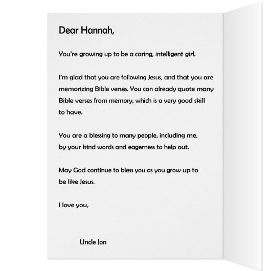 Hannah's card (Inside (Left))