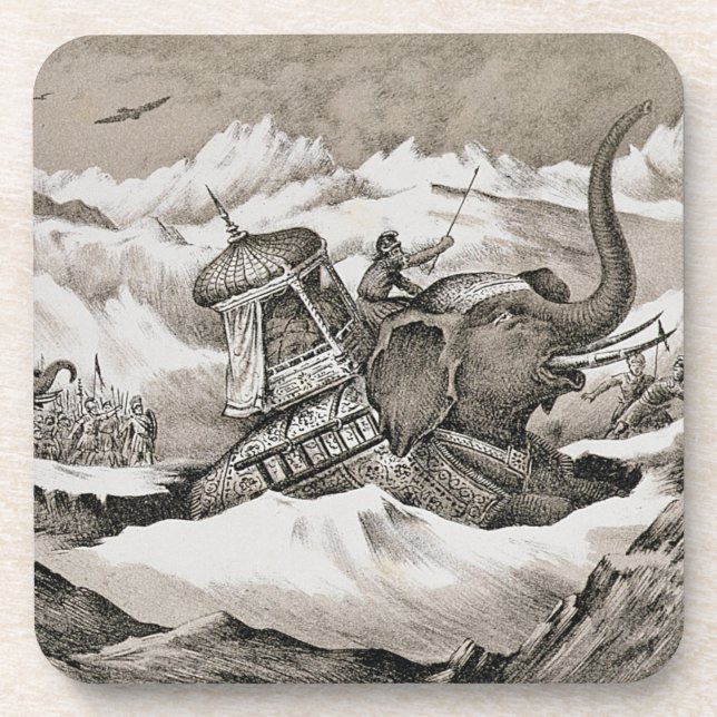 Hannibal (247-c.183 BC) and his war elephants cros Beverage Coaster (Front)