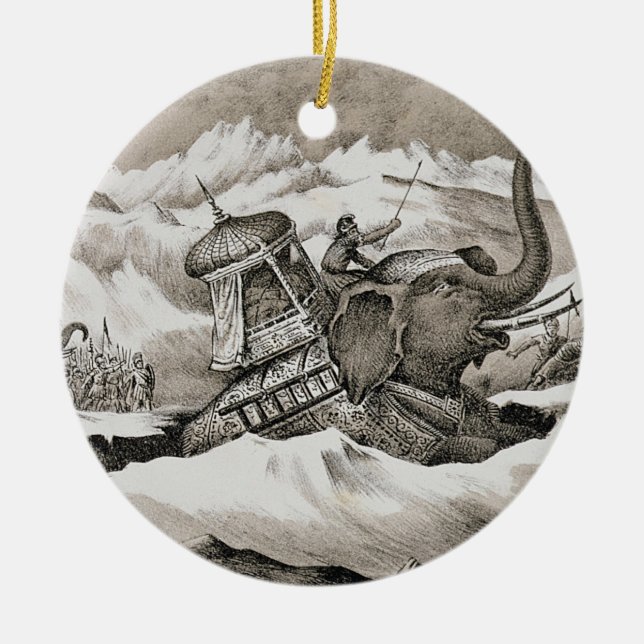 Hannibal (247-c.183 BC) and his war elephants cros Ceramic Ornament (Front)