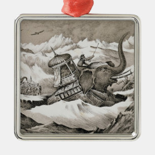 Hannibal (247-c.183 BC) and his war elephants cros Metal Ornament