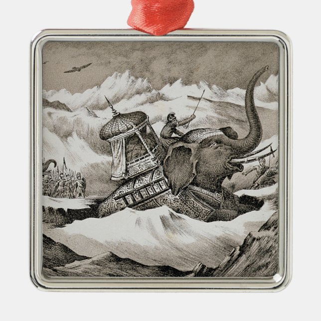 Hannibal (247-c.183 BC) and his war elephants cros Metal Ornament (Front)