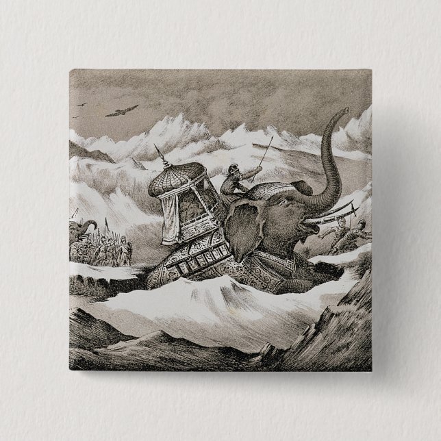 Hannibal (247-c.183 BC) and his war elephants cros Pinback Button (Front)