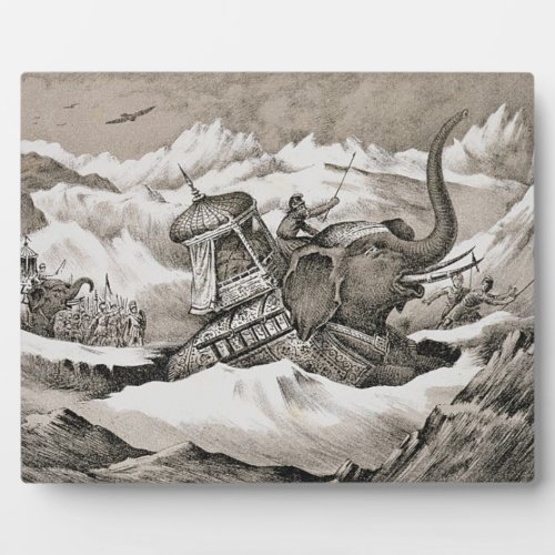 Hannibal 247_c183 BC and his war elephants cros Plaque