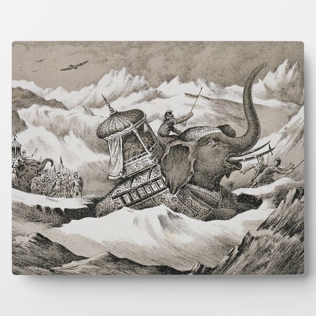 Hannibal (247-c.183 BC) and his war elephants cros Plaque (Front)