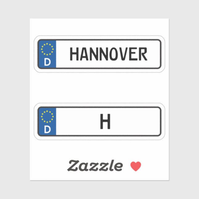 Hannover kennzeichen, German Car License Plate Sticker (Sheet)