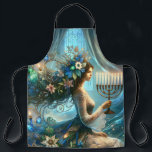 Hannukah Beautiful Woman with Menorah Apron<br><div class="desc">Beautiful Woman for Hannukah with Menorah.</div>