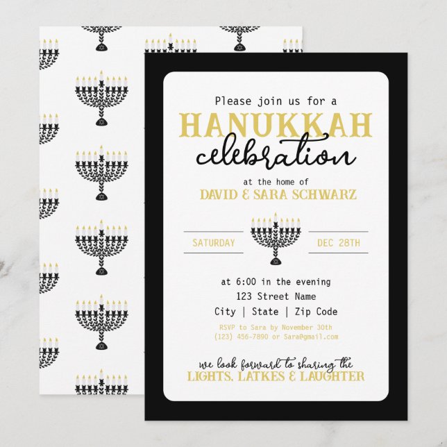 HANNUKAH Celebration Party Menorah  Invitation (Front/Back)