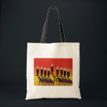 Hannukah Lights Tote Bag<br><div class="desc">Brighten up the holiday season with this colorful Giraffe Chanukah Menorah canvas bag! Their silhouette against the sunset highlights the beauty of these animals in Magins Creations original wildlife designs. Great gift idea for one of the eight crazy nights!! Happy Chanukah!</div>
