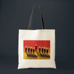 Hannukah Lights Tote Bag<br><div class="desc">Brighten up the holiday season with this colorful Giraffe Chanukah Menorah canvas bag!  Their silhouette against the sunset highlights the beauty of these animals in Magins Creations original wildlife designs.  Great gift idea for one of the eight crazy nights!!  Happy Chanukah!</div>