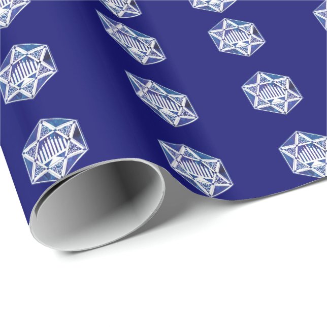 Hannukah Menorah and Star Wrapping Paper (Roll Corner)