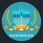 Hannukah Menorah   Classic Round Sticker<br><div class="desc">Celebrate Hanukkah</div>
