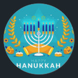 Hannukah Menorah   Classic Round Sticker<br><div class="desc">Celebrate Hanukkah</div>
