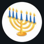 Hannukah Menorah Classic Round Sticker<br><div class="desc">Hanukkah Menorah. Perfect for celebrating Hanukkah! 
 Did you know? You can customize this item by clicking "Customize It"! 
 For more great holiday items,  check out OneStopHolidayShop at http://www.zazzle.com/onestopholidayshop?rf=238731952171470542.  You can also follow this store on Twitter at https://twitter.com/HDayShop to stay up-to-date on new products!</div>
