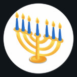 Hannukah Menorah Classic Round Sticker<br><div class="desc">Hanukkah Menorah. Perfect for celebrating Hanukkah! 
 Did you know? You can customize this item by clicking "Customize It"! 
 For more great holiday items,  check out OneStopHolidayShop at http://www.zazzle.com/onestopholidayshop?rf=238731952171470542.  You can also follow this store on Twitter at https://twitter.com/HDayShop to stay up-to-date on new products!</div>