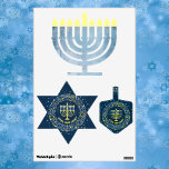 Hannukah menorah, dreidel and star wall sticker<br><div class="desc">Hannukah decorations</div>