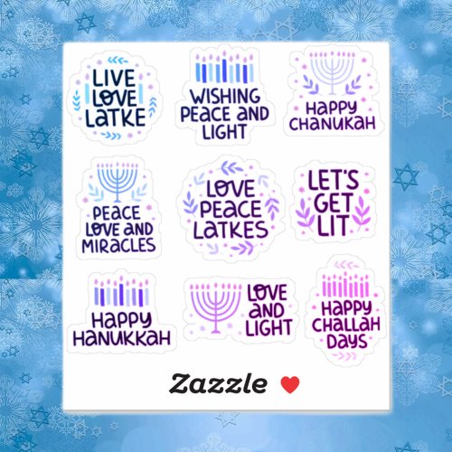 Hannukah sayings stickers 