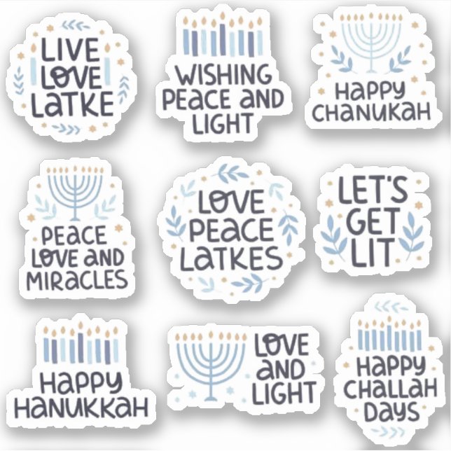 Hannukah sayings stickers  (Front)