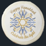 Hannukah  sugar cookie<br><div class="desc">Happy Hanukkah Star of David blue,  yellow,  and white sugar cookies.</div>