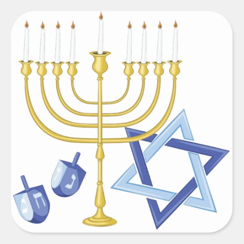 Hannukah Symbols Square Sticker