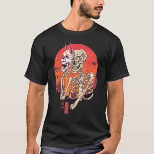 Hannya Skeleton Yokai Mask Japanese Art T_Shirt