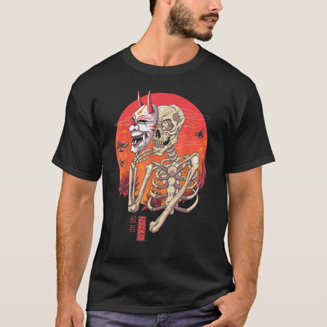 Hannya Skeleton Yokai Mask Japanese Art T-Shirt (Front)
