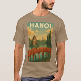 Hanoi Hoan Kiem Lake and Red Bridge Vietnam vintag T-Shirt